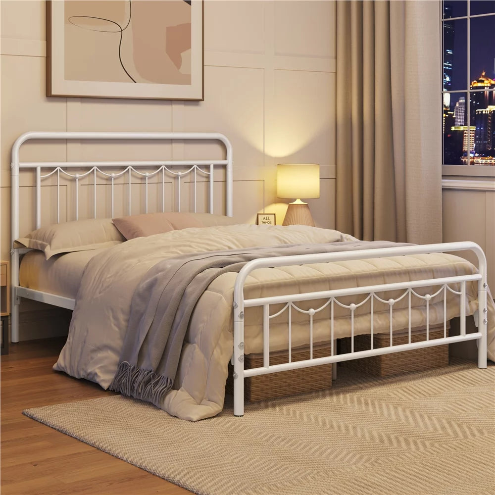 Twin Metal Platform Bed with Headboard and Footboard E15192