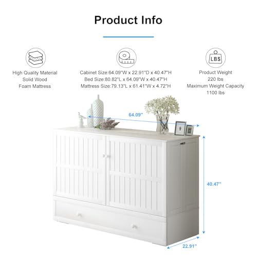 Queen Murphy Bed with Storage Drawers and Mattress F65605