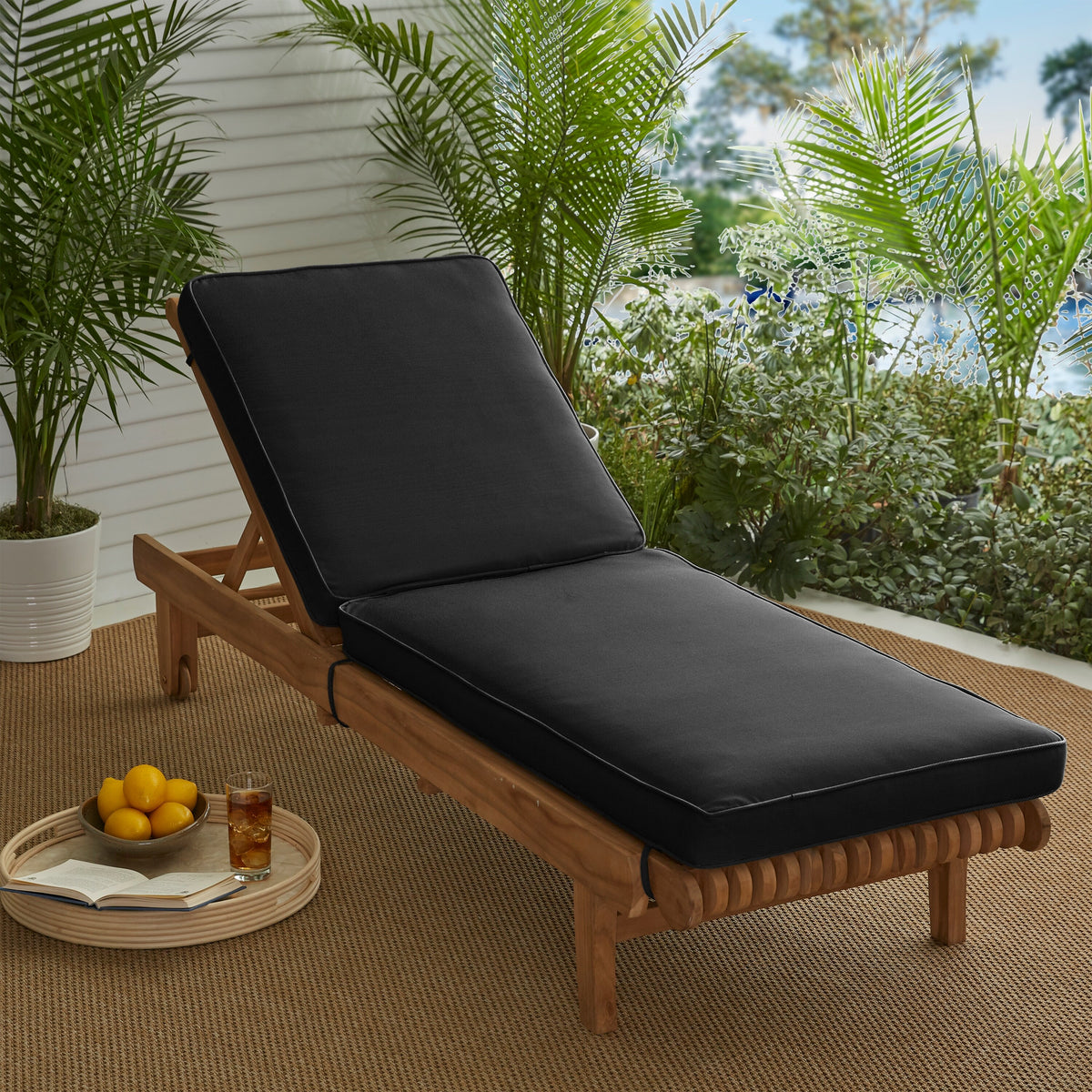 Chaise Lounge Cushion Canvas Black X2308