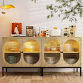 Set of 2 Glass Storage Cabinet with LED Lights and Adjustable Shelves N463
