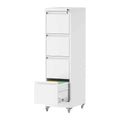 White 4 Drawer Metal File Cabinet with Wheels F6197