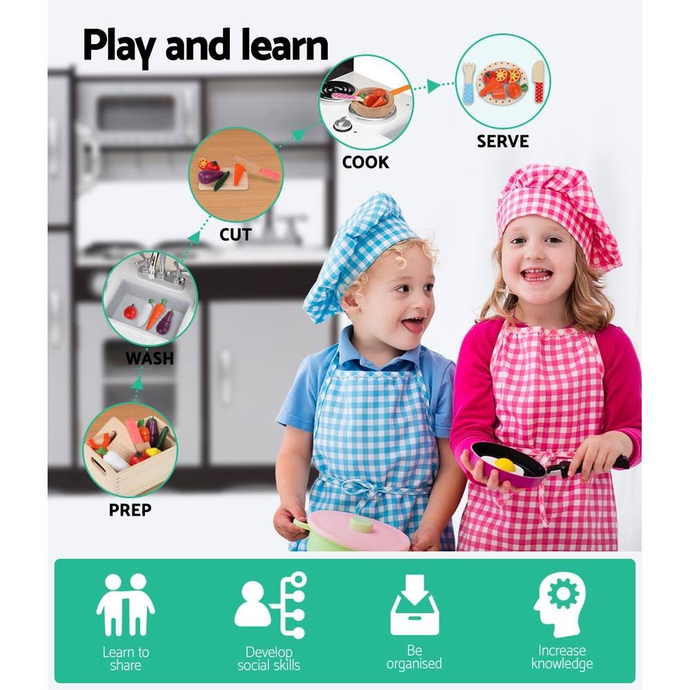 Black Kids Kitchen Set Pretend Play Food Toys H26450