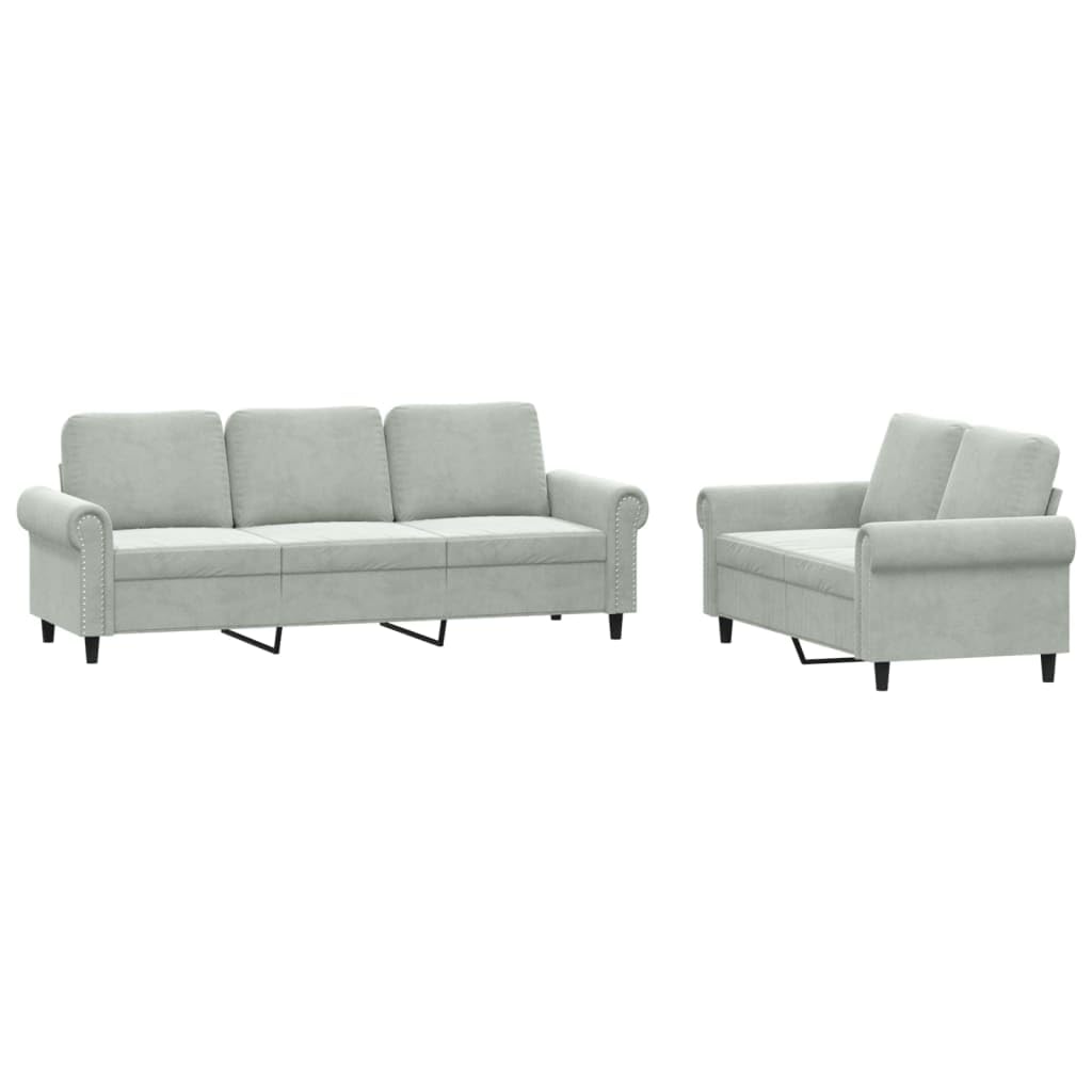 Light Gray Velvet 2 Piece Sofa Set S233474