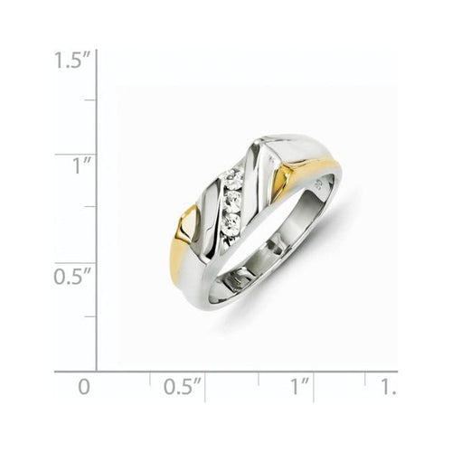 14k Two-tone Gold Real Diamond Mens Ring J48756