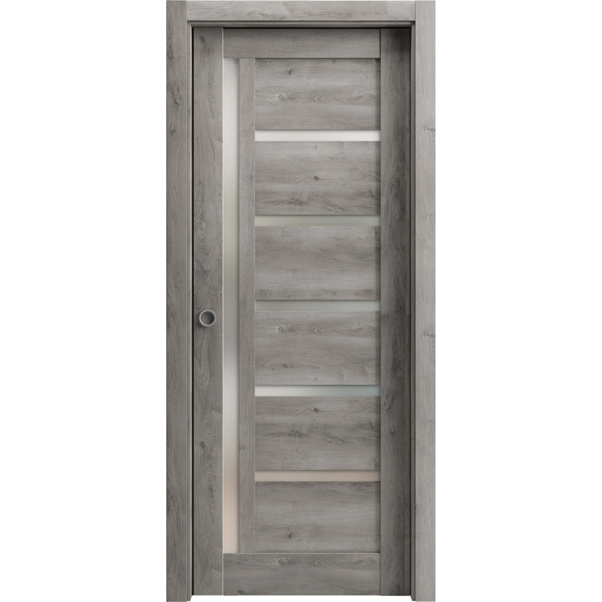 Sliding French Pocket Door 30 x 96 inches Frosted Glass Solid Wood Interior Door B944