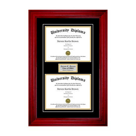 Double Diploma Frame with Double Matting, Cherry, 11 x 17 A7780