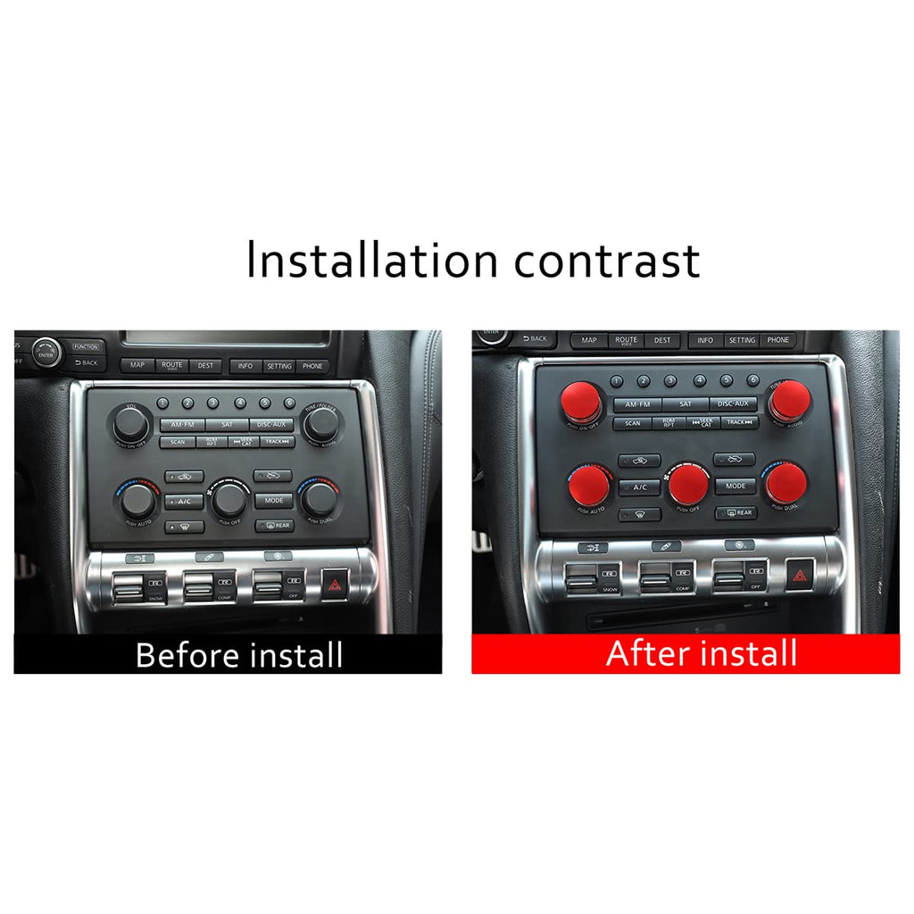 Red Aluminum Alloy Air Conditioner Volume Knob Cover Trim Pack of 2 Q88857