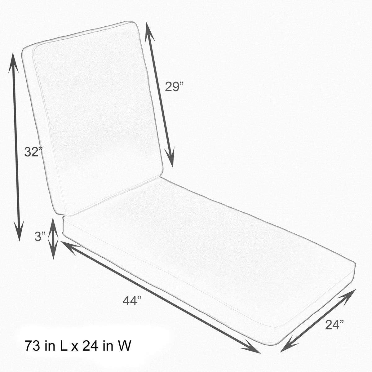 Chaise Lounge Cushion Canvas Black X2308