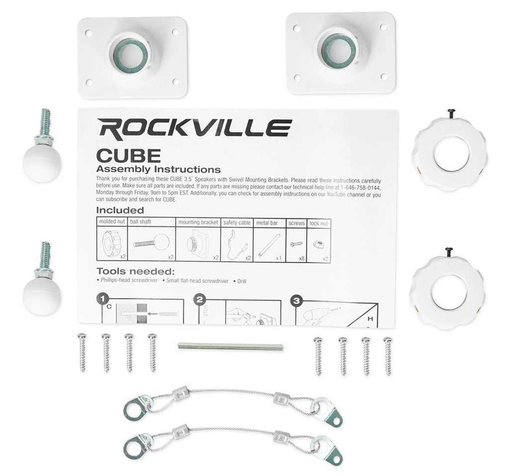 70v Amplifier and 10 White Cube Speakers V428794