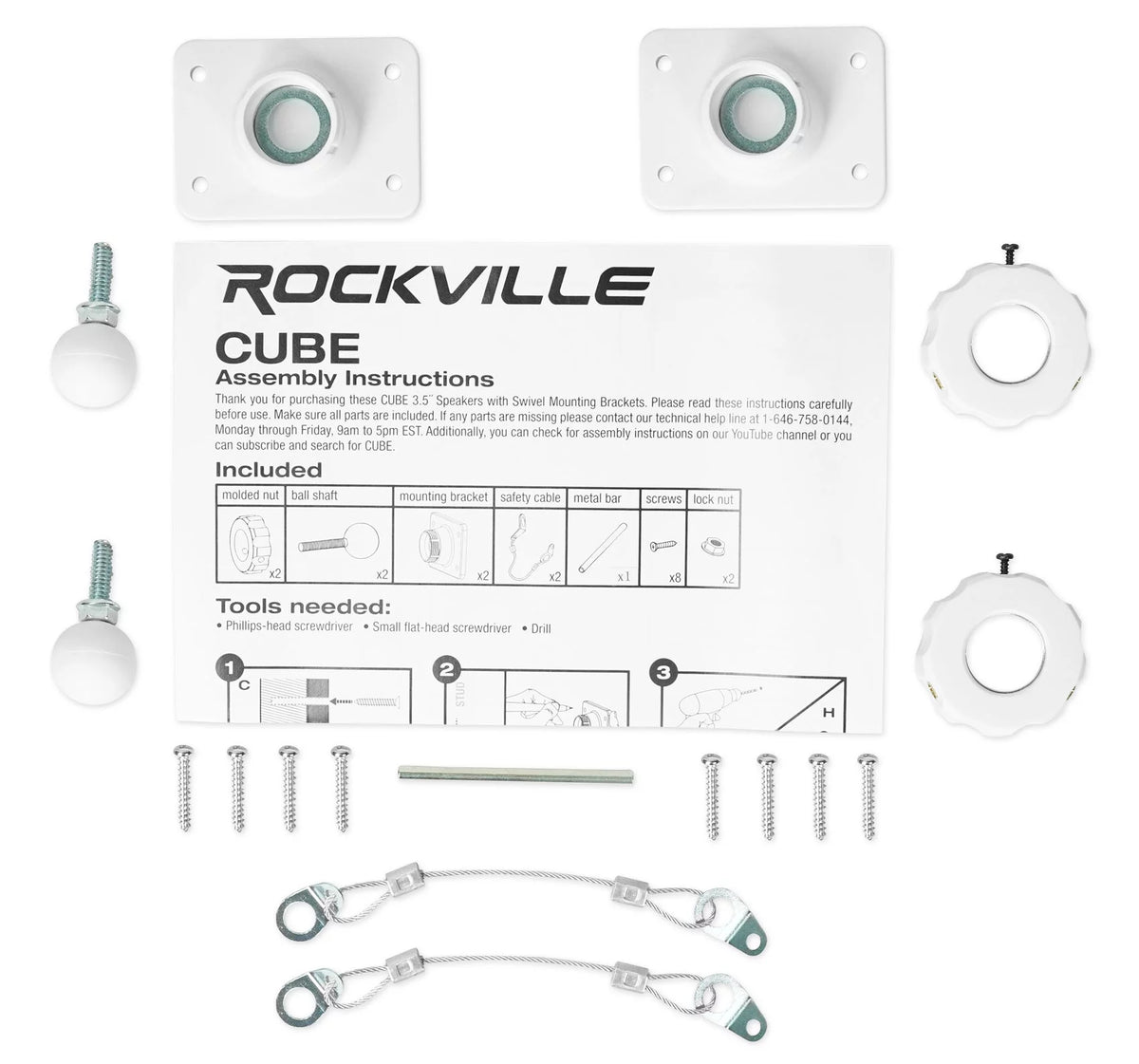 70v Amplifier and 10 White Cube Speakers V428794