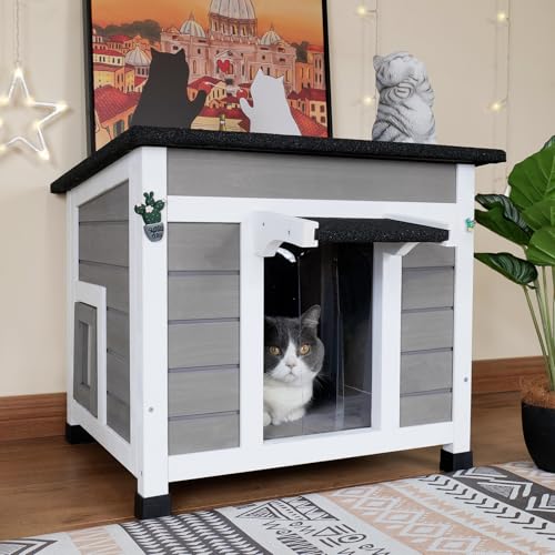Insulated Weatherproof Cat House with Asphalt Roof K48126