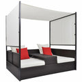 Brown Poly Rattan Patio Bed with Canopy U11760