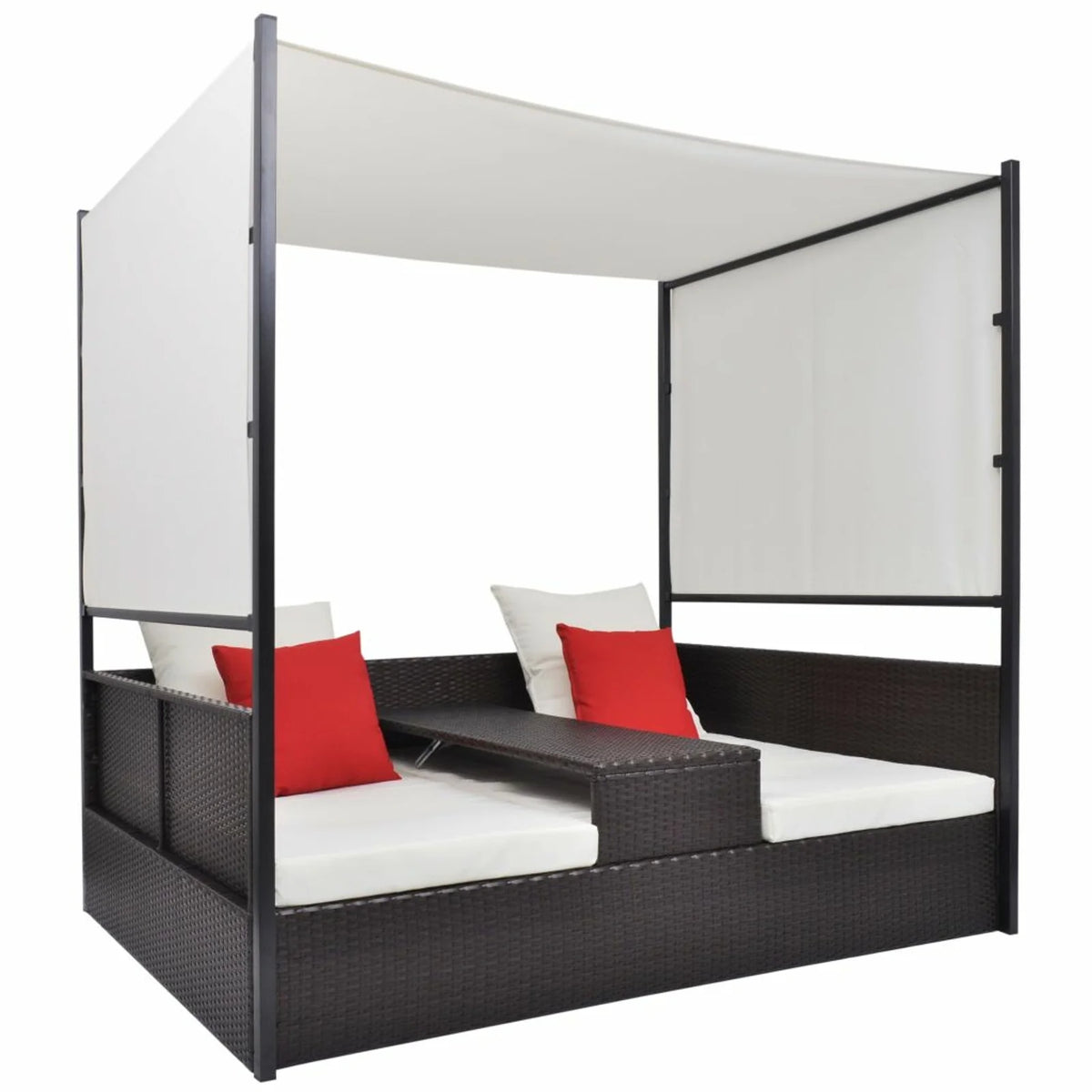 Brown Poly Rattan Patio Bed with Canopy U11760