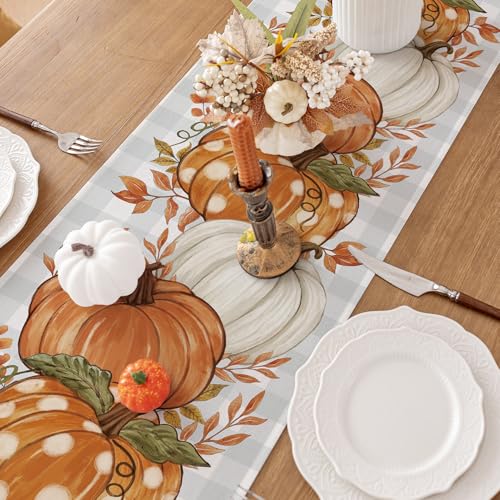Fall Placemats Set of 4, 12 X 18 Inch Grey Blue Checkered H32898