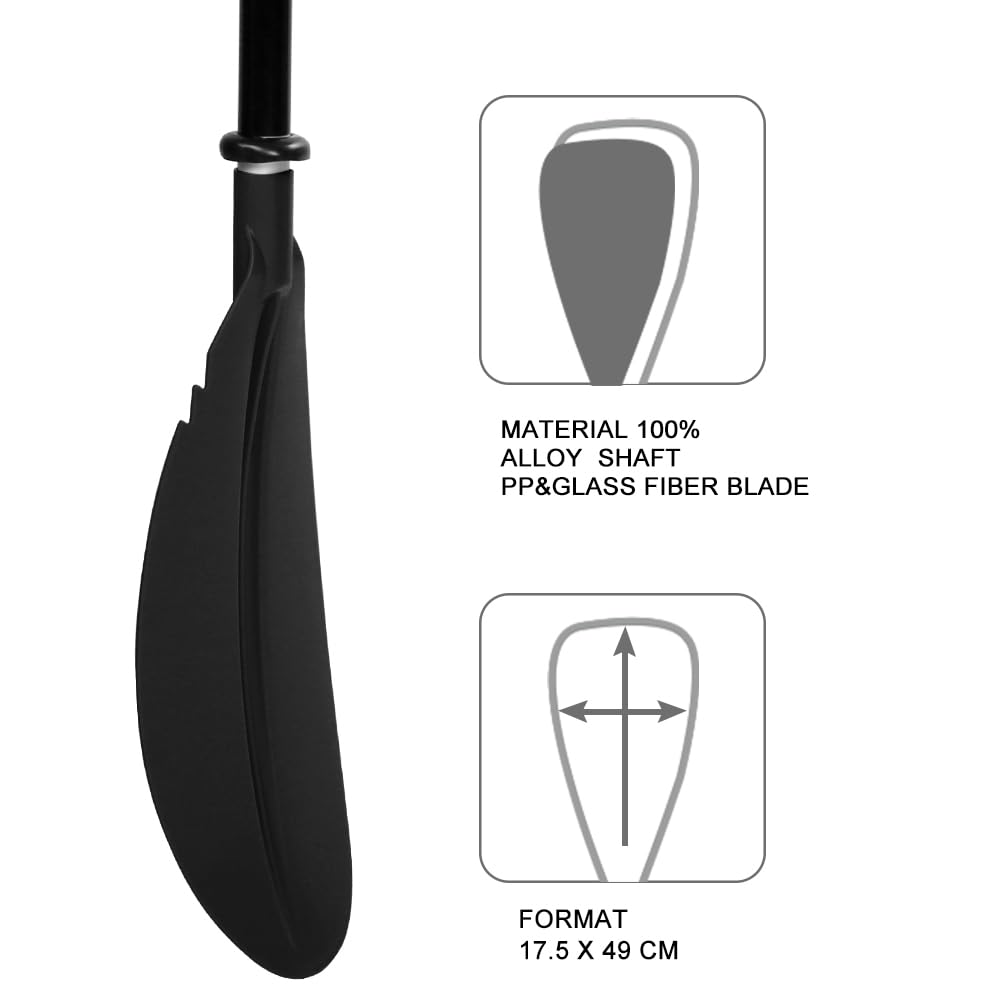 Adjustable 2 Pieces Aluminum Alloy Glass Fiber Kayak Paddle G30659