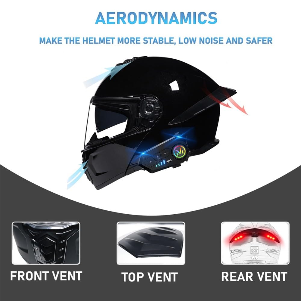 DOT Approved Flip Up Full Face Dual Visor Modular Motorcycle Helmet C748338