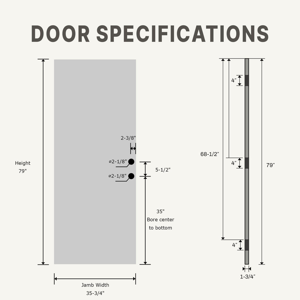 Fiberglass Entry Door 4-Lite Glass Left-Hand Inswing M605832