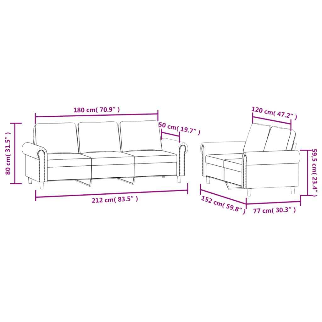 Light Gray Velvet 2 Piece Sofa Set S233474