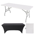 6FT Portable Folding Table with Black Tablecloth T822