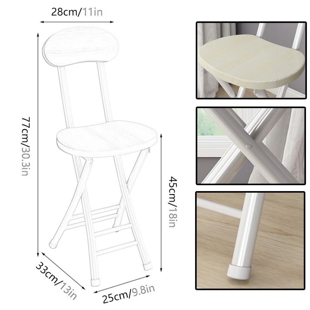 18 Inch Portable Folding Stool with Back Support and Footrest L781183