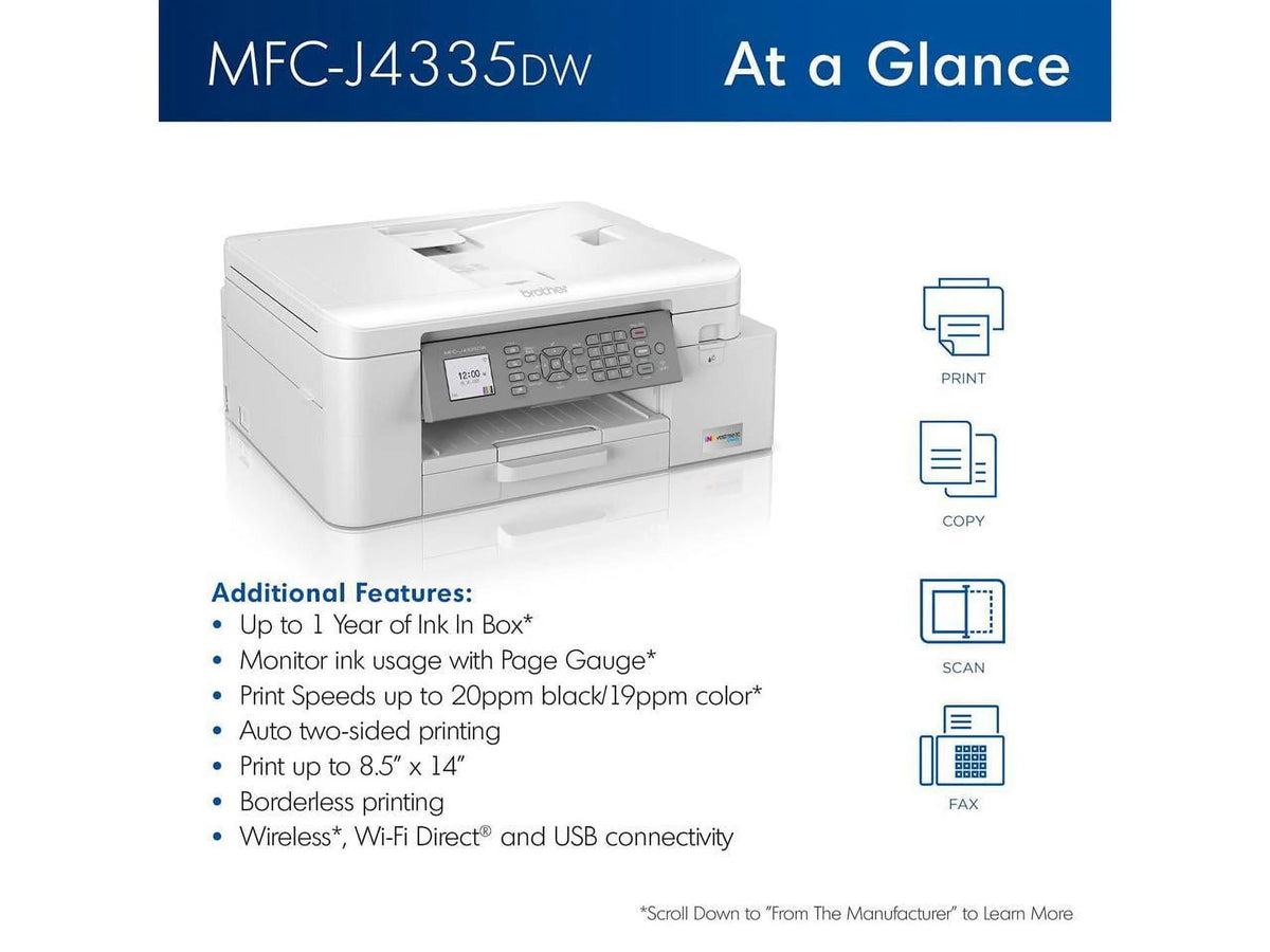 Color Inkjet Printer with Duplex and Wireless Printing U46996