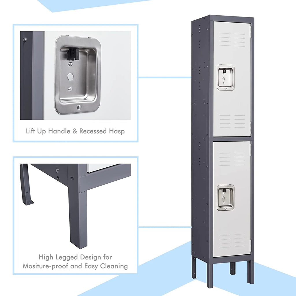 2-Tier Steel Locker Cabinet with Louvers Z578