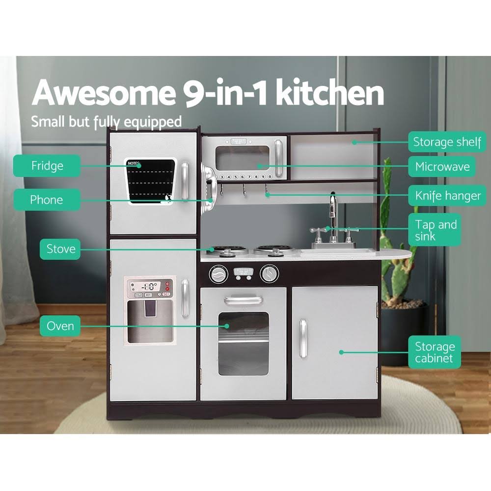 Black Kids Kitchen Set Pretend Play Food Toys H26450
