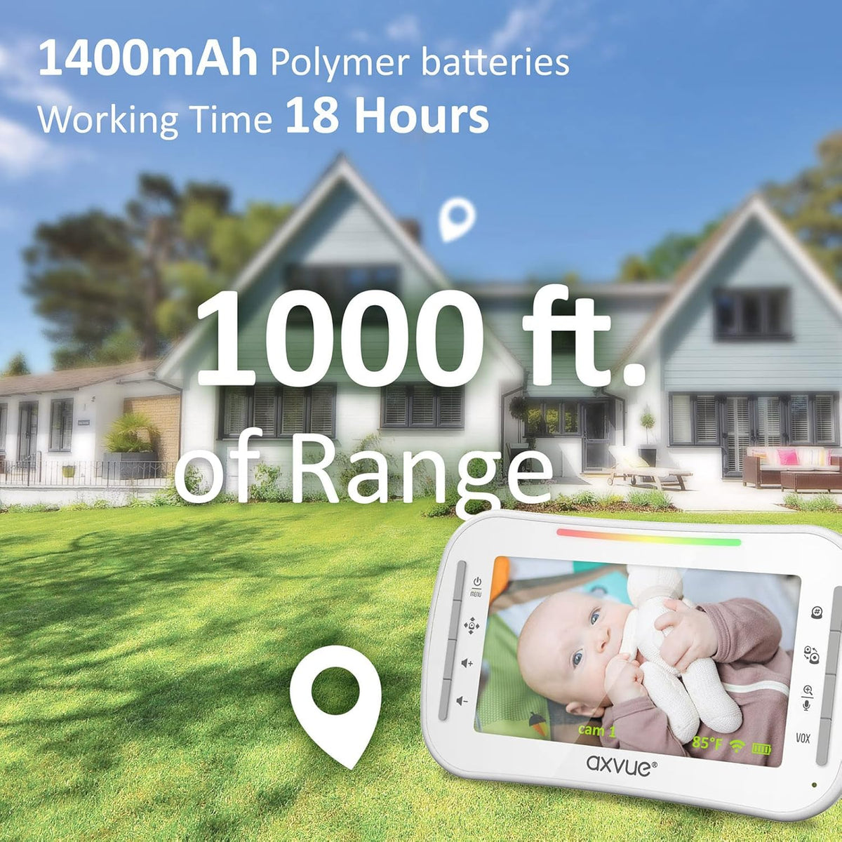 Video Baby Monitor with Pan-Tilt-Zoom Camera and 4.3 LCD Screen L697