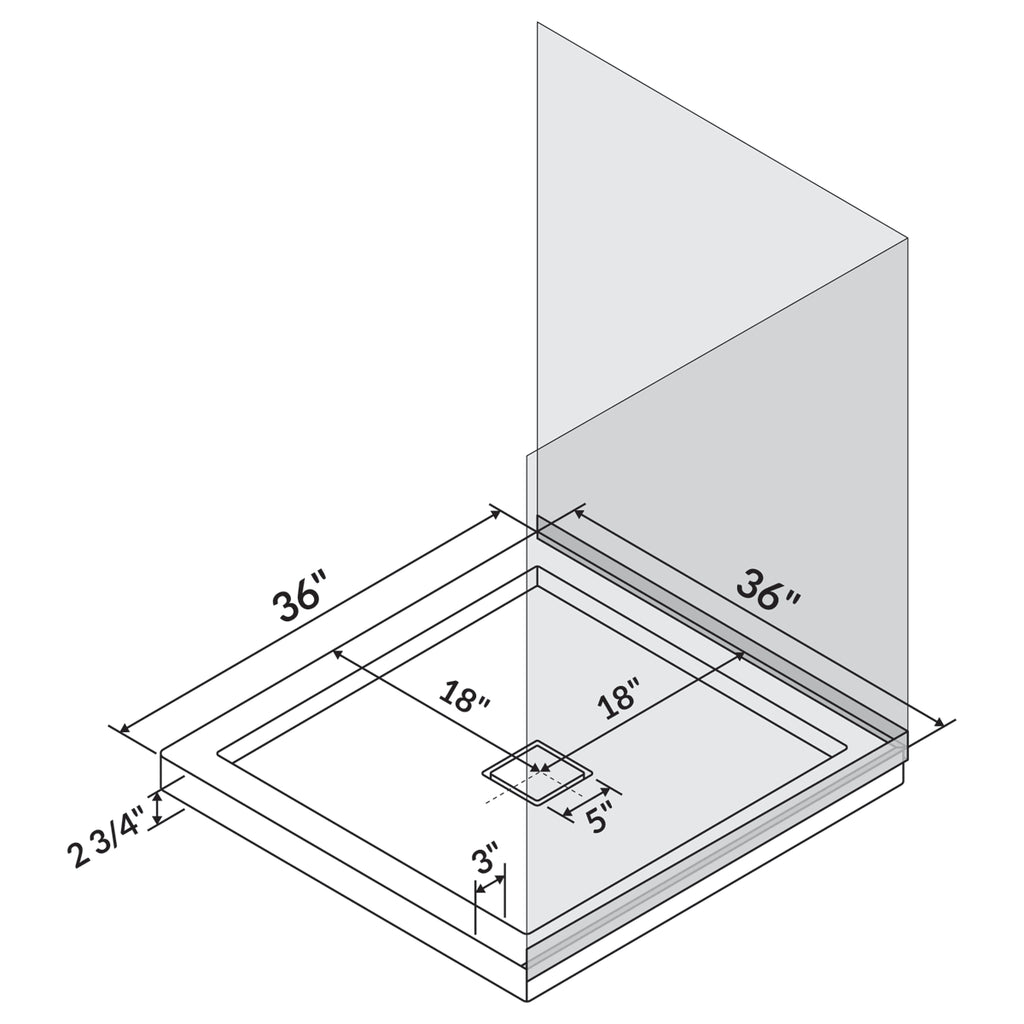 36 x 36 Left Double Threshold Shower Pan Base V576398