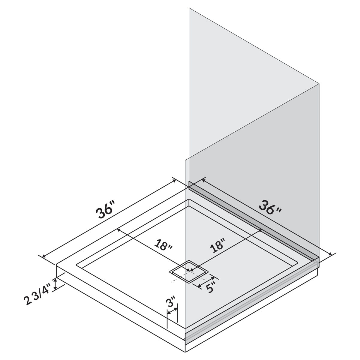 36 x 36 Left Double Threshold Shower Pan Base V576398