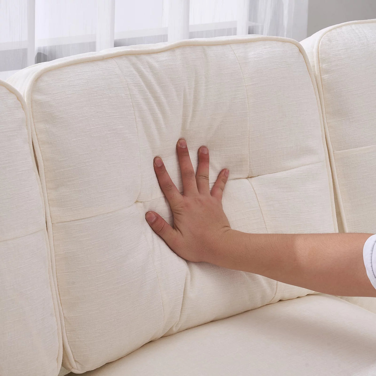 Beige 83 inch L-Shape Sectional Sofa D211