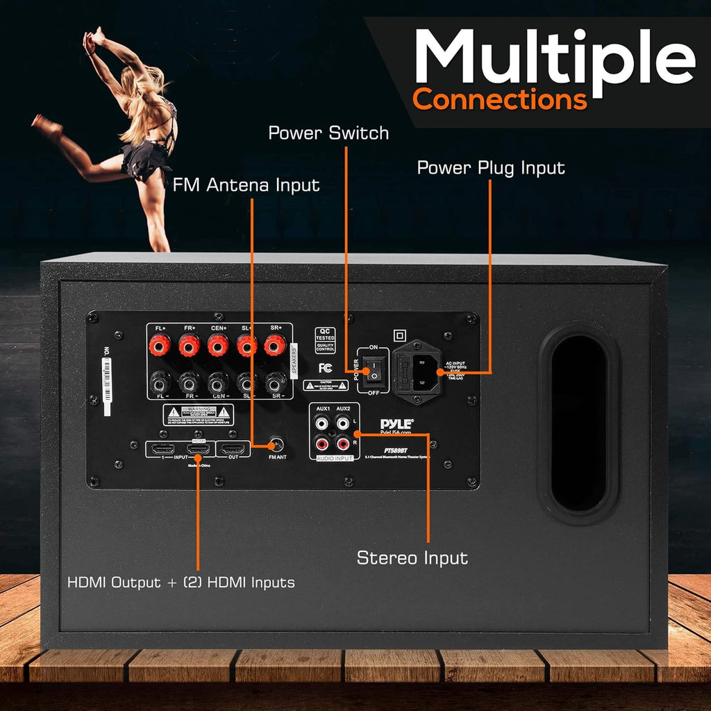 5.1 Channel Bluetooth Home Theater Speaker System with Subwoofer K5801
