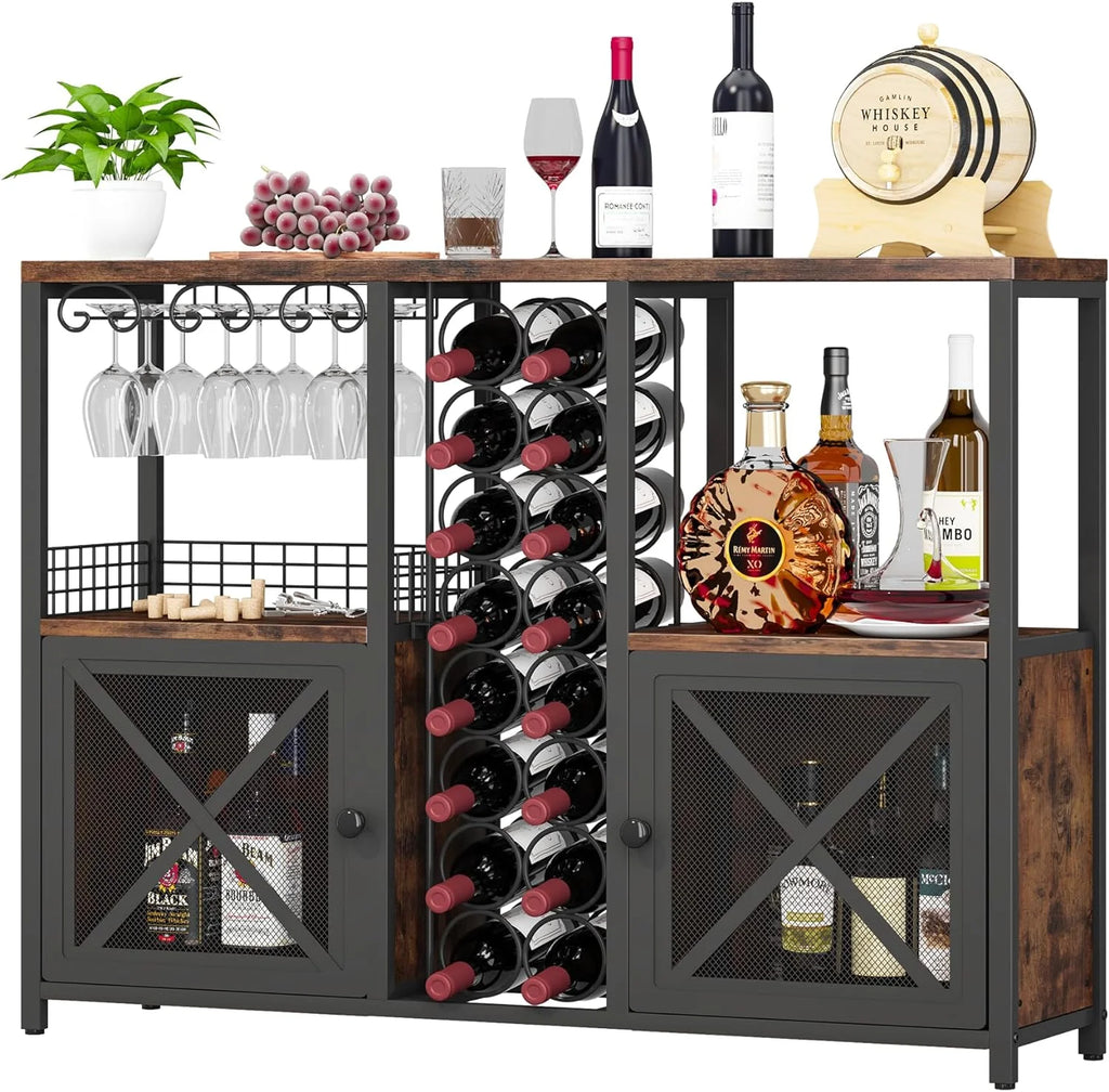 Wooded Coffee Bar Cabinet with Storage Sideboard B884480