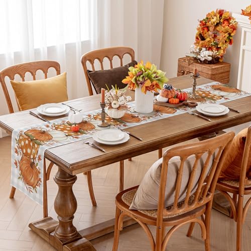Fall Placemats Set of 4, 12 X 18 Inch Grey Blue Checkered H32898