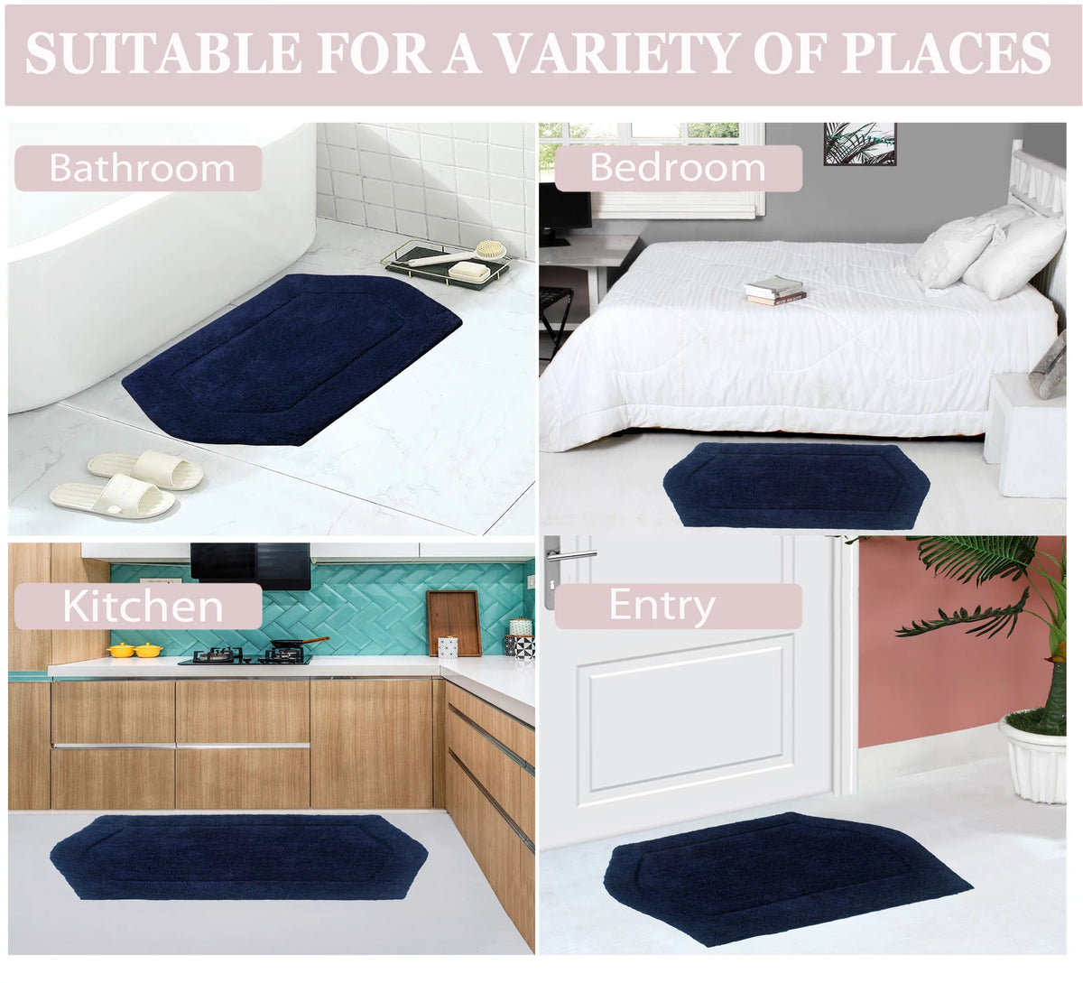 100% Cotton Non-Slip Machine Wash Bath Rug Z6365
