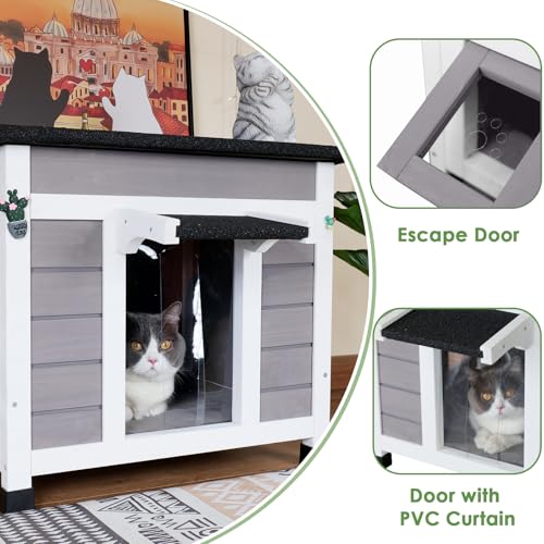 Insulated Weatherproof Cat House with Asphalt Roof K48126