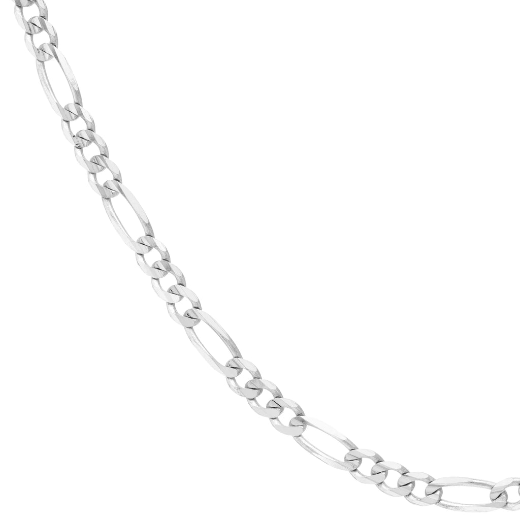 14K White Gold 20" Figaro Chain Necklace D341