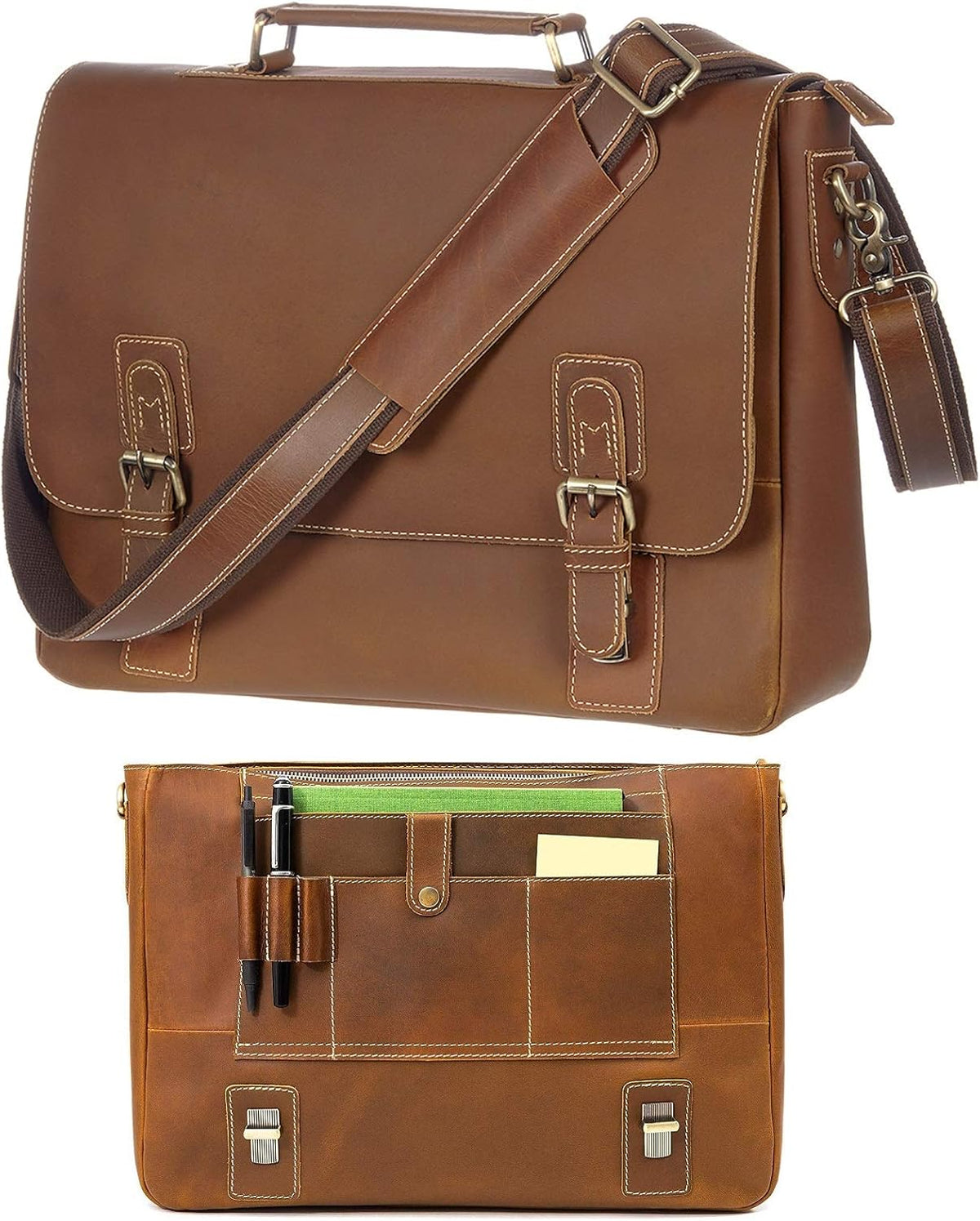Leather Messenger Bag 16 Laptop Computer Bag N414