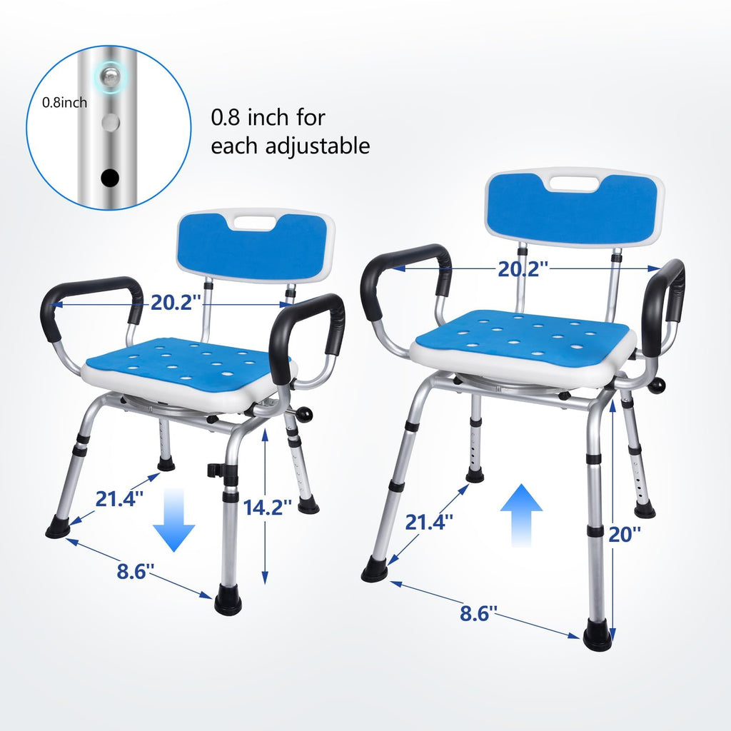 Swivel Shower Chair 500lbs Heavy Duty Adjustable K4455
