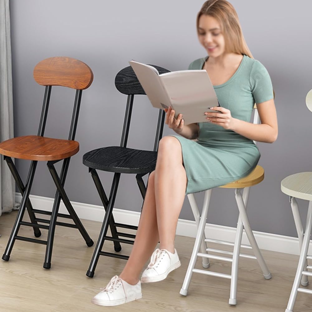18 Inch Portable Folding Stool with Back Support and Footrest L781183