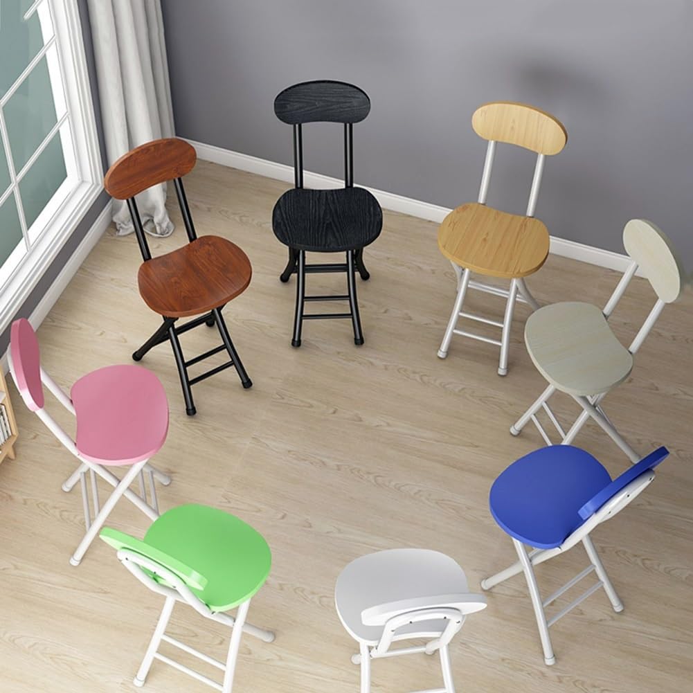 18 Inch Portable Folding Stool with Back Support and Footrest L781183