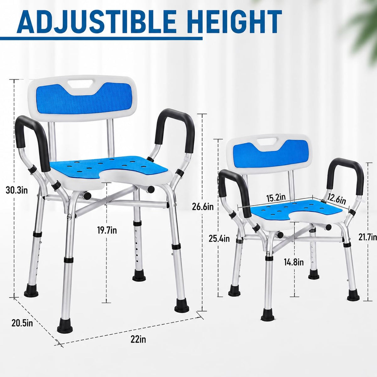 Shower Chair with Arms and Back, U-Shaped Seat K24475