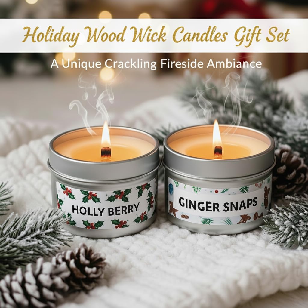 2 Pack Soy Wax Wood Wick Candles N180