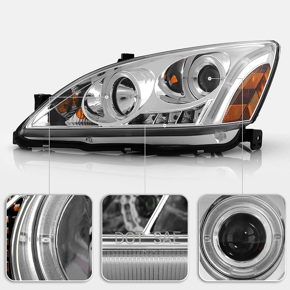 For 2003-2007 Honda Accord LED Projector Headlights, Driver & Passenger Side H446