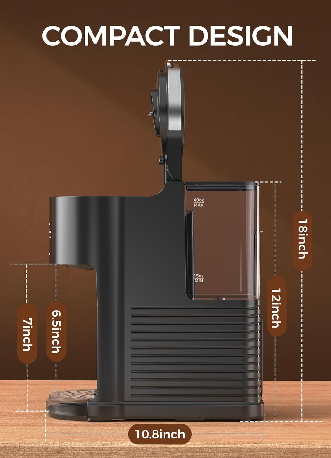 Single Serve Coffee Maker, 2 in 1 Capsule & Ground Coffee Brewer, 40 Oz Removable Water Tank B500