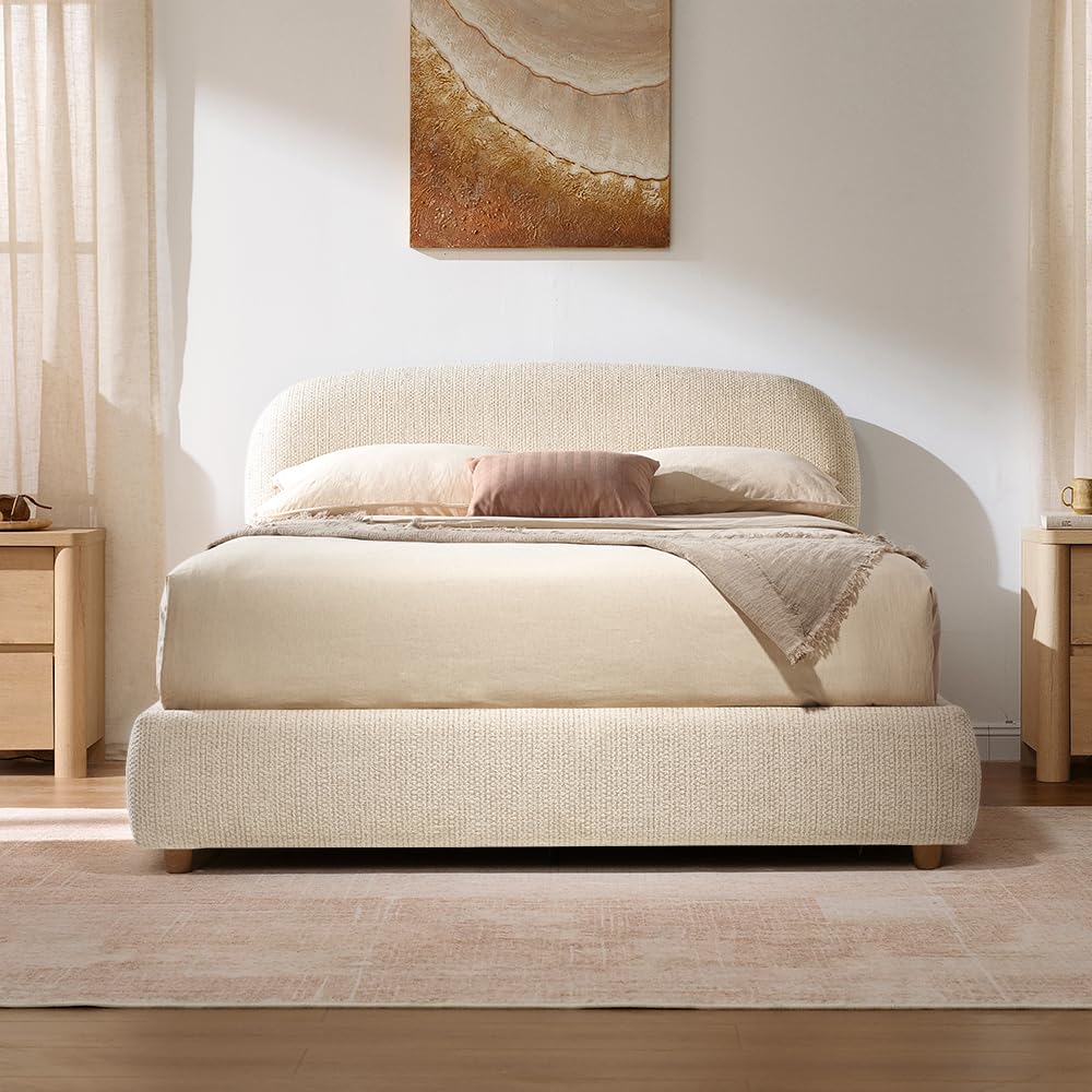 Queen Lift Up Storage Bed Frame with Adjustable Headboard, Beige E166307