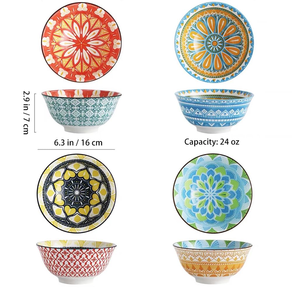 Bohemian Ceramic Cereal/Soup Bowls Set of 4 N8315