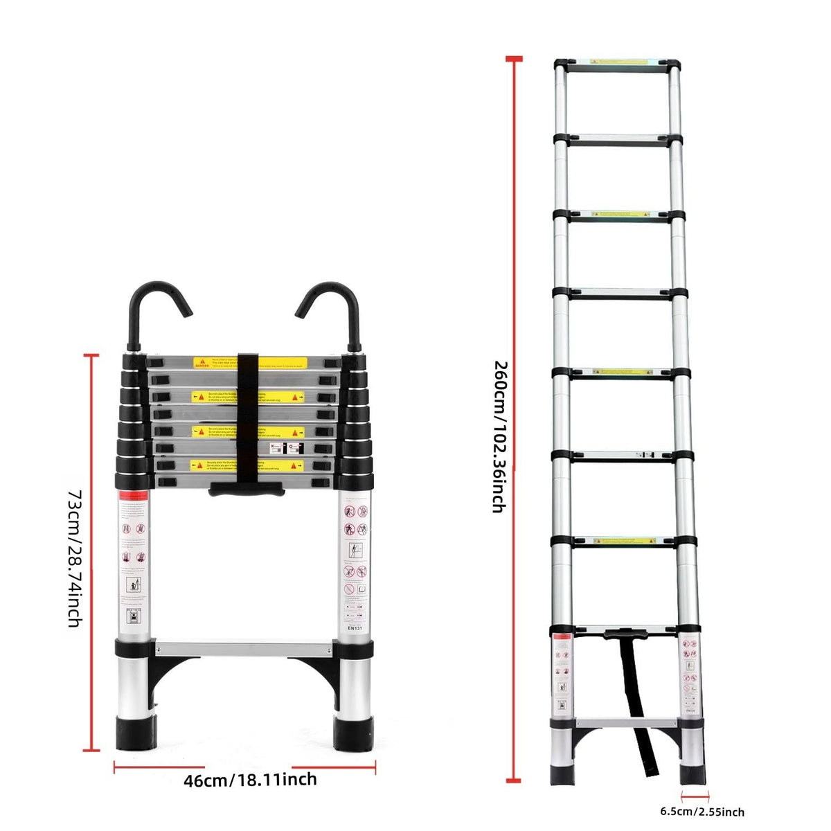 8.5 FT Aluminum Telescoping Ladder 330lbs W76269