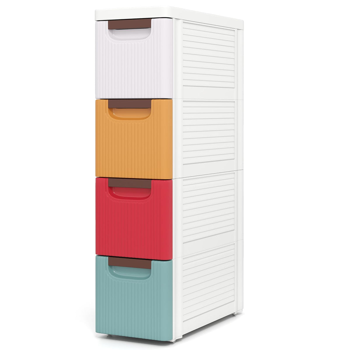 Multicolor 4 Drawer Narrow Plastic Dresser F256348