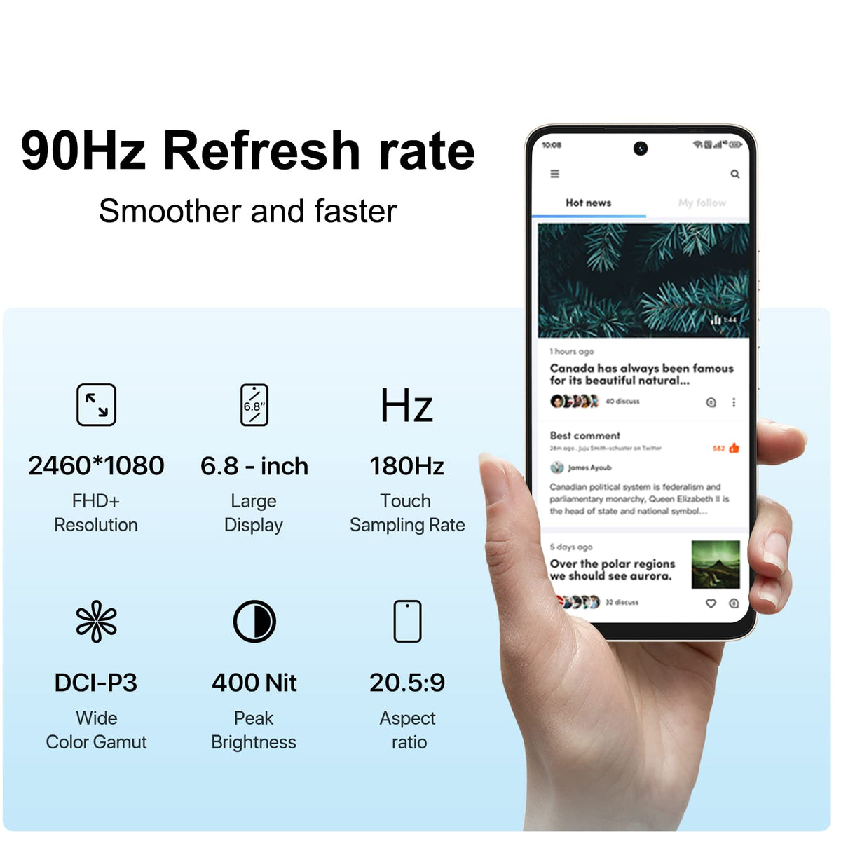 5G Smartphone 12GB RAM 256GB ROM 6.8" 90Hz Display 64MP Camera 5150mAh Battery E614881